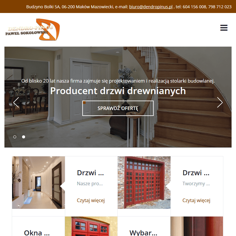 Drzwi drewniane wewnętrzne sosnowe od producenta